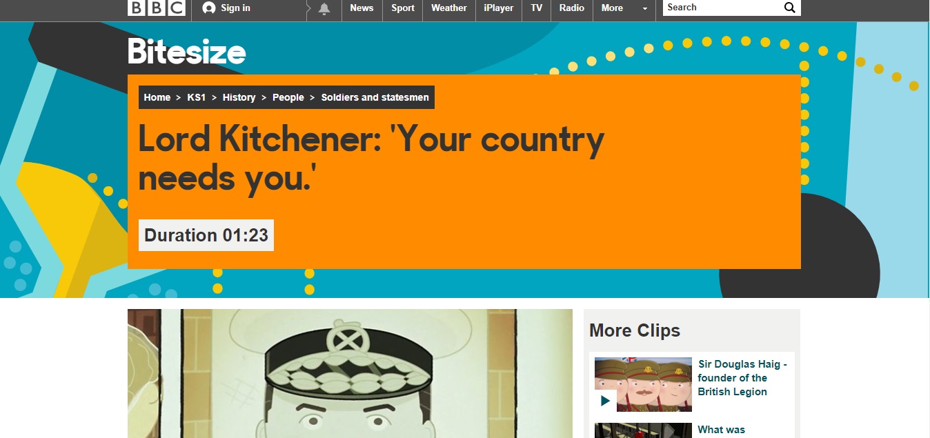 Short video from the BBC Website about Lord Kitchener
