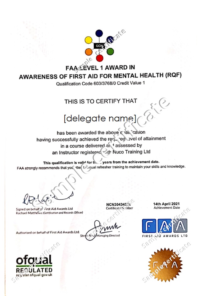 Sample Course Certificate
